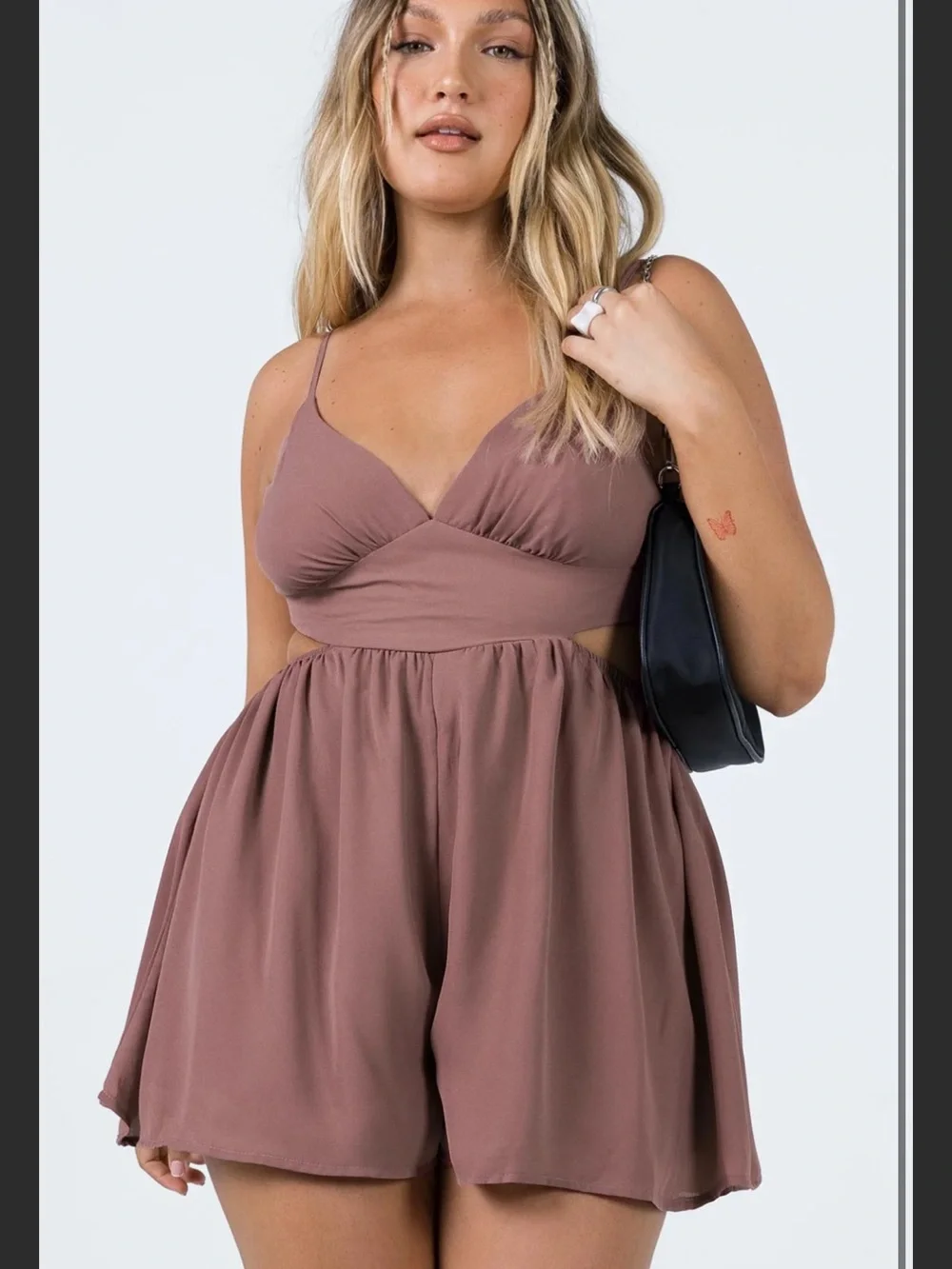 Princess Polly tan pink romper